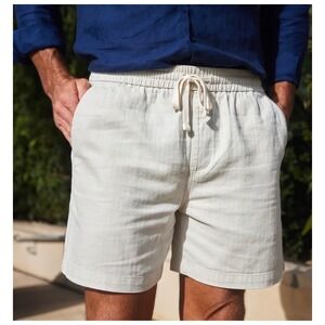 Collars & Co Mens Size XXL Shorts Beige Linen Cotton Drawstring Casual NWT New